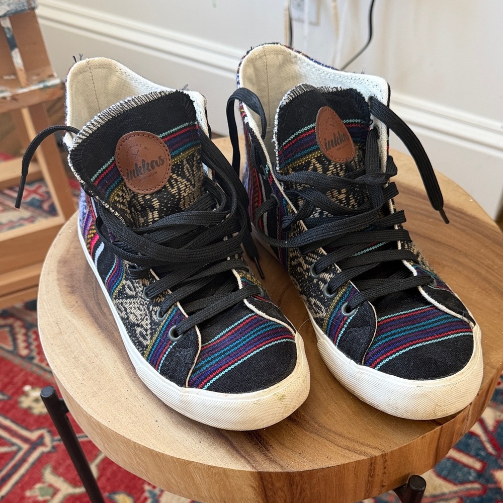 Inkkas Black and Multicolor High-Top Sneakers
